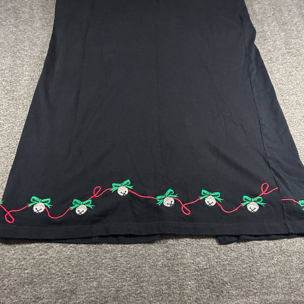 Vtg Westbound Christmas Black Jumper Dress Sz M Maxi Bells Cottagecore 90's - Picture 9 of 10
